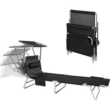 Lettino Prendisole Pieghevole con Organizer Nero OGS48-SCH