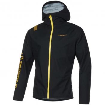 La Sportiva Pocketshell Herren‑Outdoorjacke, XL, Schwarz mit Gelb-Details