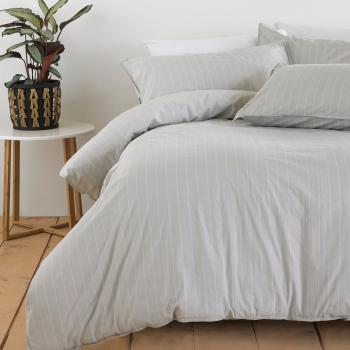 The Linen Yard Linear Grey Stripe Duvet Cover and Pillowcase Set