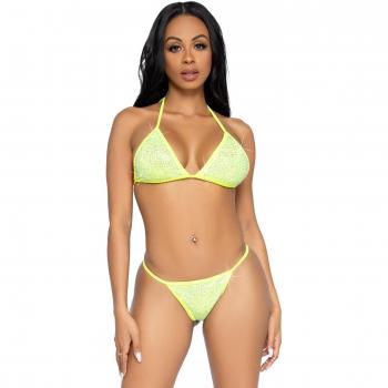 Maillot de Bain 2 Pièces Strass Jaune 81637