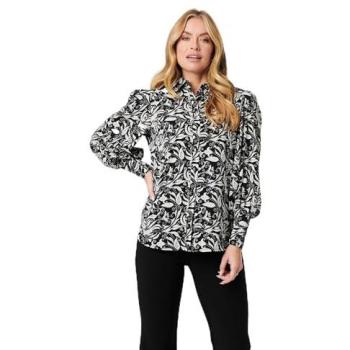 Size 12 Black Izabel London Leaf Long Sleeve Balloon Shirt – Women’s