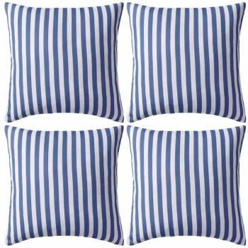 Tapis de repos extérieur 4 oreillers, rayure bleue 45 cm × 45 cm
