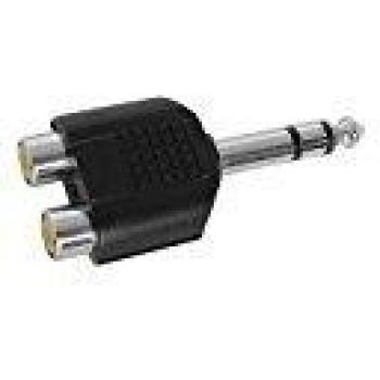 6.35mm stereo jack, dubbele vrouwelijke RCA naar mannelijke adapter