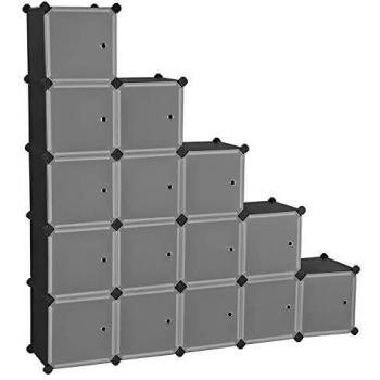 SONGMICS Armoire à chaussures modulable, Noir / 153 x 31 x 153 cm