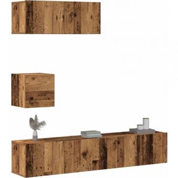 Colección Maison Chic Mueble TV 4 Partes, Madera Vieja