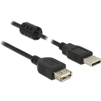 Delock USB-Kabel USB 2.0 USB-A Stecker, USB-A Buchse 3.00 m Schwarz mit Ferritkern 84886