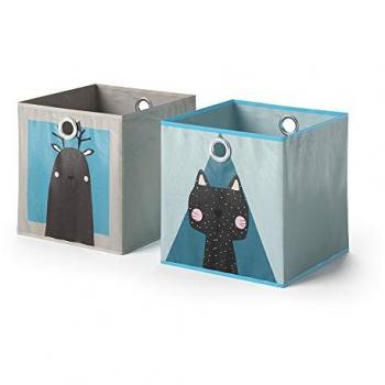 Lote de 2 Cajas Plegables Vicco Gris y Azul 30x30 cm