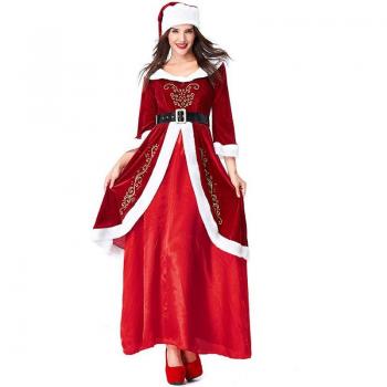 Xmas Santa Claus Costume for Men and Women with Hat, Jacket, Pants, and Beard
