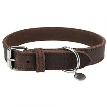Collare Trixie Rustico in Pelle Marrone Scuro M-L