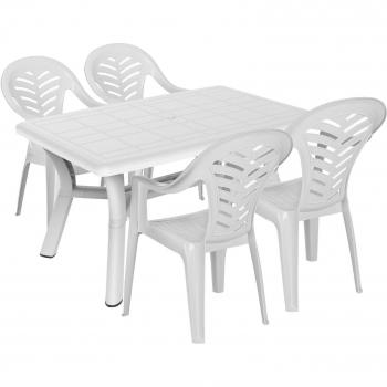 4 Seater Tulip Rectangular Plastic Garden Dining Set 90cm x 140cm