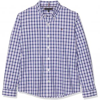 Tommy Hilfiger Garçon Chemise à carreaux Dobby L/s, Bleu