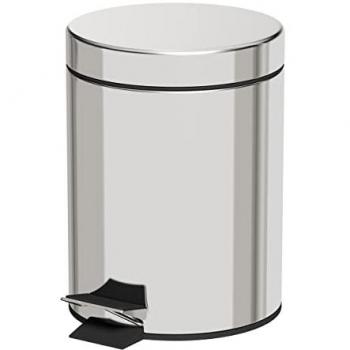 Modern Chrome 5L Round Bathroom Pedal Bin with Removable Bucket