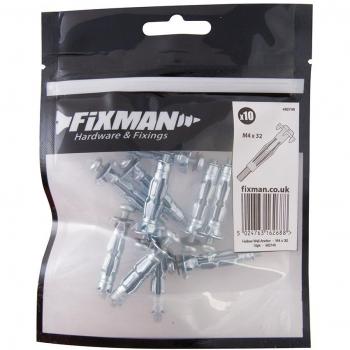 M4 32mm Hollow Wall Plug Set – Fixman 492746 (10 pcs)