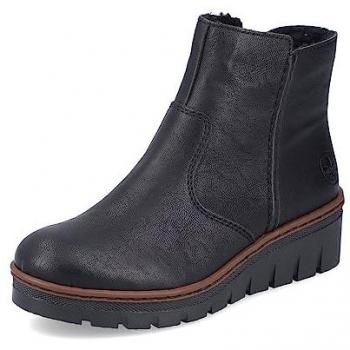 Bottines Noir Rieker X9165 – Taille 37, semelle compensée, tissu synthétique, zip