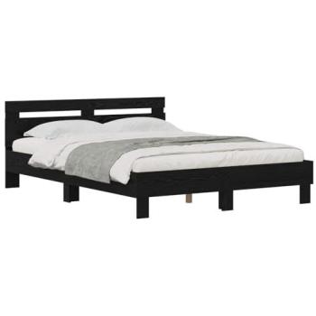 Eclipse Black Oak Bed Frame with Integrated Headboard, 160×200 cm