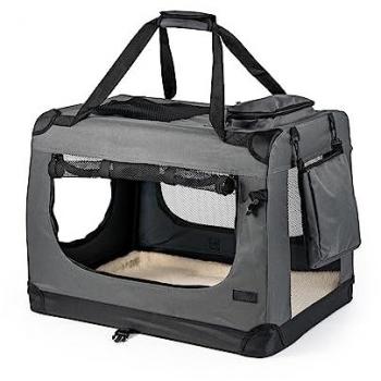 Graue Hundetransportkiste L – faltbar, Lionto