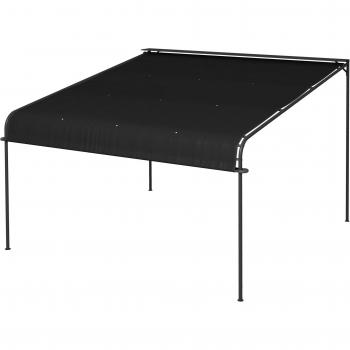 Garten‑Schattenpavillon 4x3 m – Aus Edelstahl, dunkelgrau, wetterfestes, verstellbares Dach, Wandmontage