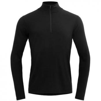 Devold Jakta Merino 200 ZIP NECK – Herren Langarmshirt – Merinowolle – XL – Schwarz
