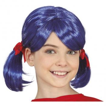 Peluca Infantil Azul con Coletas