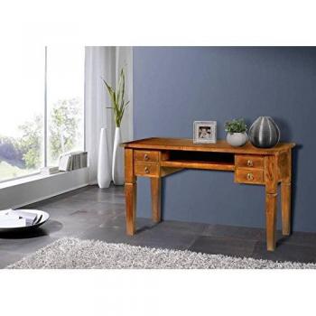 Mobili Massivi Scrivania Acacia 130x60x77 Miele Dorato Laccato Oxford