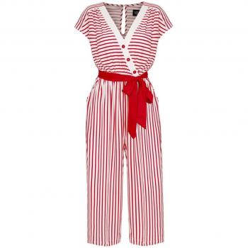 Ahoy Jumpsuit Mujer: Look Rockabilly en Rojo y Blanco