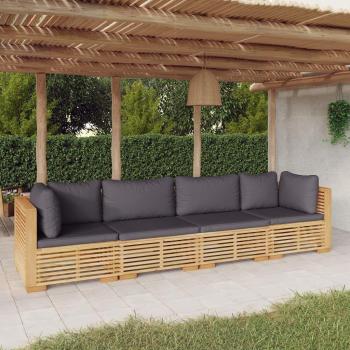 Conjunto de Sofá Jardim VidaXL – Almofadões Teca Natural (4 Unidades)