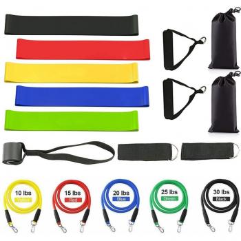 11 Set Elastic Resistance Bands for Gym Workouts