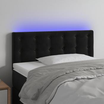 Día y Noche Cabecero con LED de terciopelo negro 100x5x78/88 cm