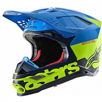 Alpinestars Supertech S‑m8 Radium MX Helm Mittel – Navy-Fluo-Aquamarin‑Finish
