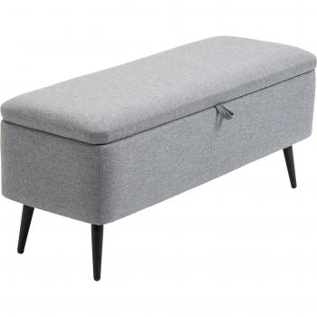 Panca Contenitore in Tessuto Effetto Velluto, 101x38.5x44.5 cm, Grigio