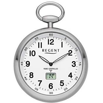 Regent Analog-Taschenuhr, silberfarben, mit Kette