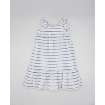 Vestido midi azul con estampado de rayas zig zag