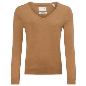 Gant Hellbrauner V-Ausschnitt Pullover für Frauen