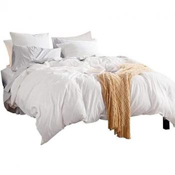 MOHAP King Duvet Cover Set with Pillowcases Microfiber White
