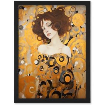 Muse of Light: Klimt-Influenced Female Figure A4 Print