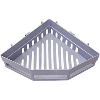 Étagère de coin en plastique pour salle de bain avec double ventouse
