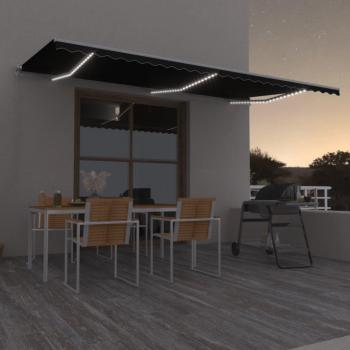 Auvent de jardin manuel rétractable avec LED 600x350 cm Anthracite