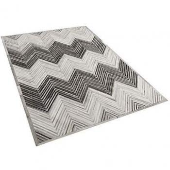 140 x 200 cm Grey Cowhide Leather Patchwork Rug