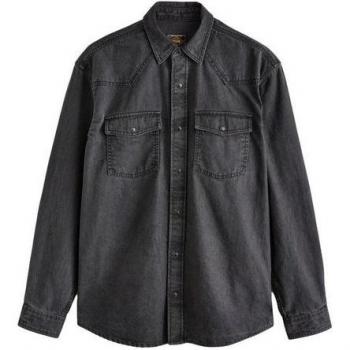 Next Baumwoll-Denimshirt Langarm für Herren in Schwarz