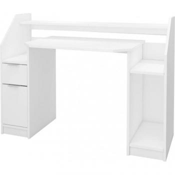 Scrivania per PC in legno chiaro, dimensioni 123,2 × 90 cm, cassetto integrato