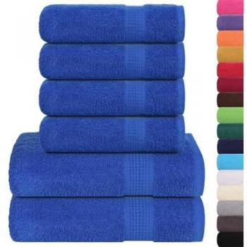 Completino Asciugamani Blu 360 Gsm, 8 Unità, 100% Cotone