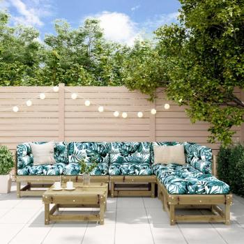 Salon extérieur 7 pièces en bois de pin avec coussins