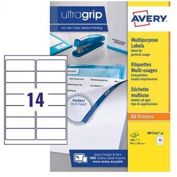 Avery MP7163-40 A4 Sheet Multipurpose Labels, Pack of 14
