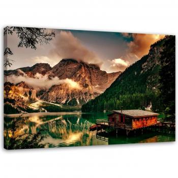 Immagine canvas Feeby, Casa lacului de munte 60x40 verde