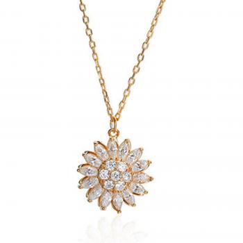 Collar de Girasol de Plata 925 con Circón Brillante para Mujeres