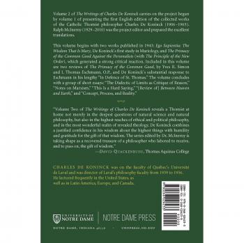 The Writings of Charles de Koninck: Volume 2 by Charles De Koninck [Paperback]