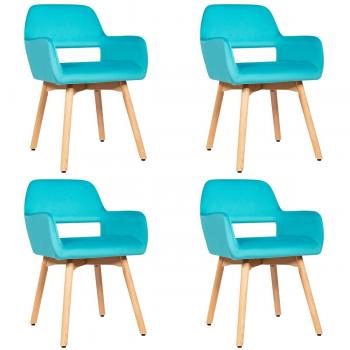 Blue Velvet Armchairs Set of 4 by Costway