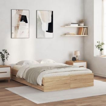Storage Bed Frame Sonoma Oak 135x190 cm Double
