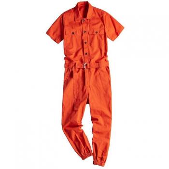 Pantalon salopette orange pour homme
