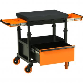 Taburete de Taller con Ruedas y Altura Ajustable 3 Cajones 46x36,5x45 cm